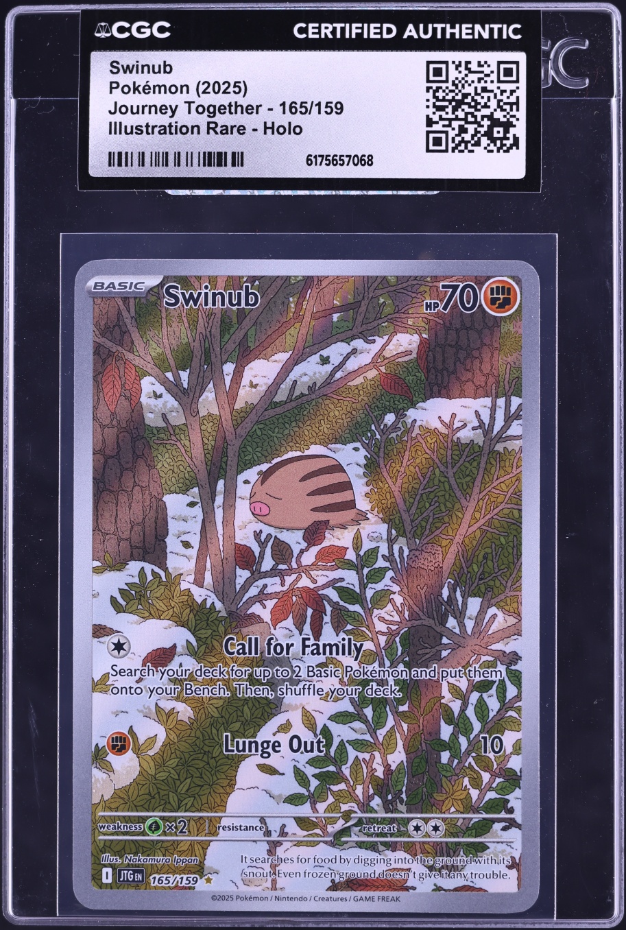 2025 Pokemon Scarlet & Violet Journey Together IR Swinub #165 CGC AUTH