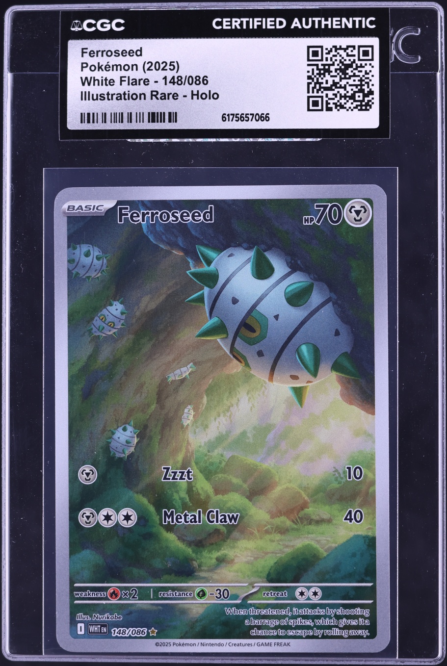 2025 Pokemon Scarlet & Violet White Flare IR Ferroseed #148 CGC AUTH
