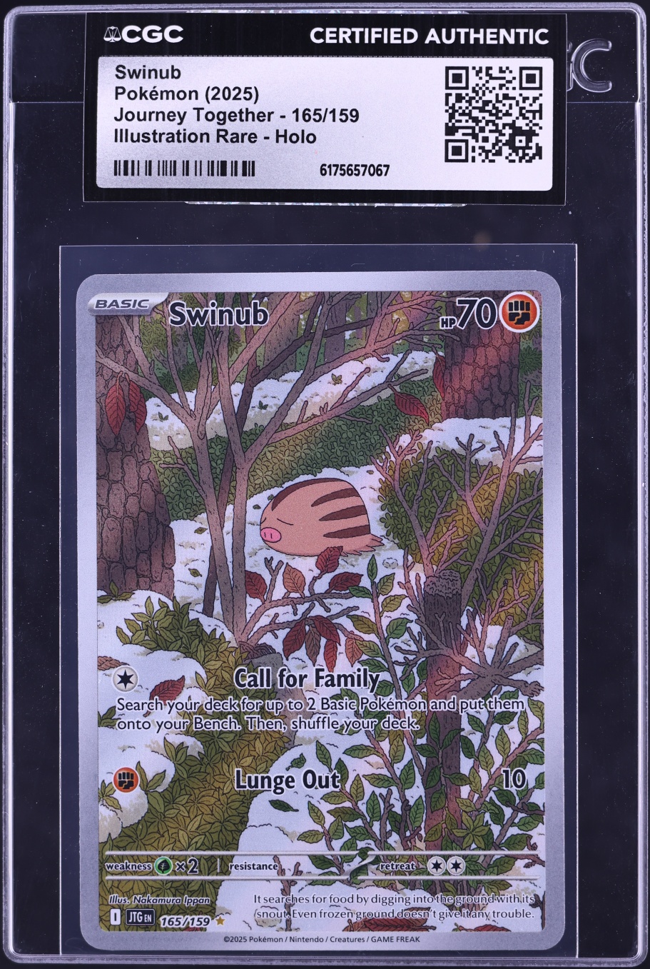 2025 Pokemon Scarlet & Violet Journey Together IR Swinub #165 CGC AUTH