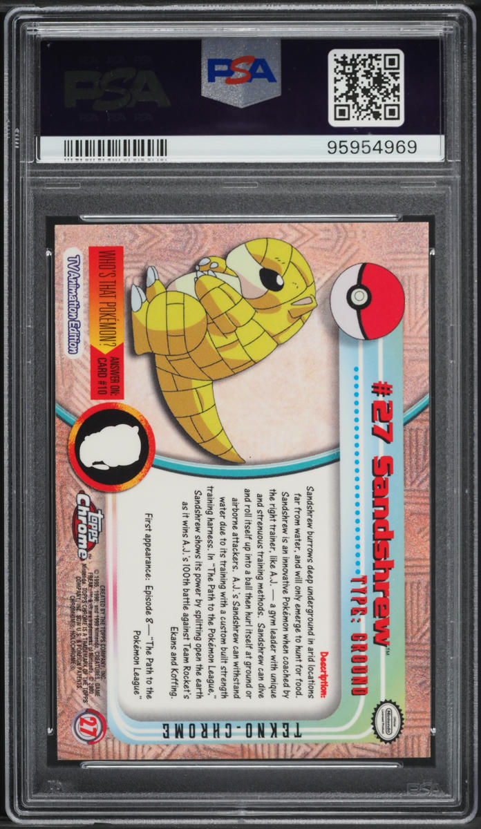 2000 Topps Chrome Pokemon T.V. Series 1 Tekno Sandshrew #27 PSA 10 GEM MINT