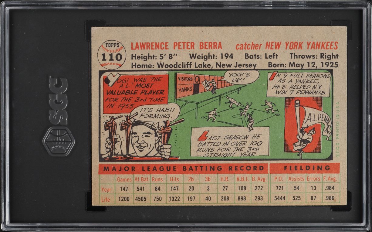 1956 Topps Yogi Berra #110 SGC 3 VG