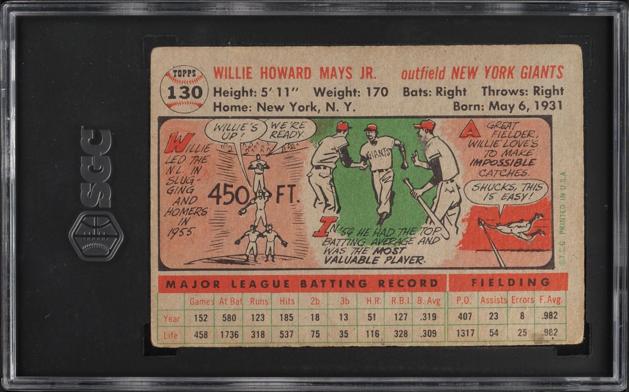 1956 Topps Willie Mays #130 SGC 2.5 GD+