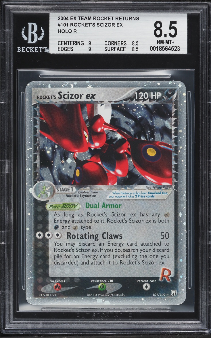 2004 Pokemon EX Team Rocket Returns Holo Rocket's Scizor EX #101 BGS 8.5 NM-MT+