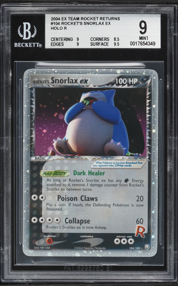 2004 Pokemon EX Team Rocket Returns Holo Rocket's Snorlax EX #104 BGS 9 MINT