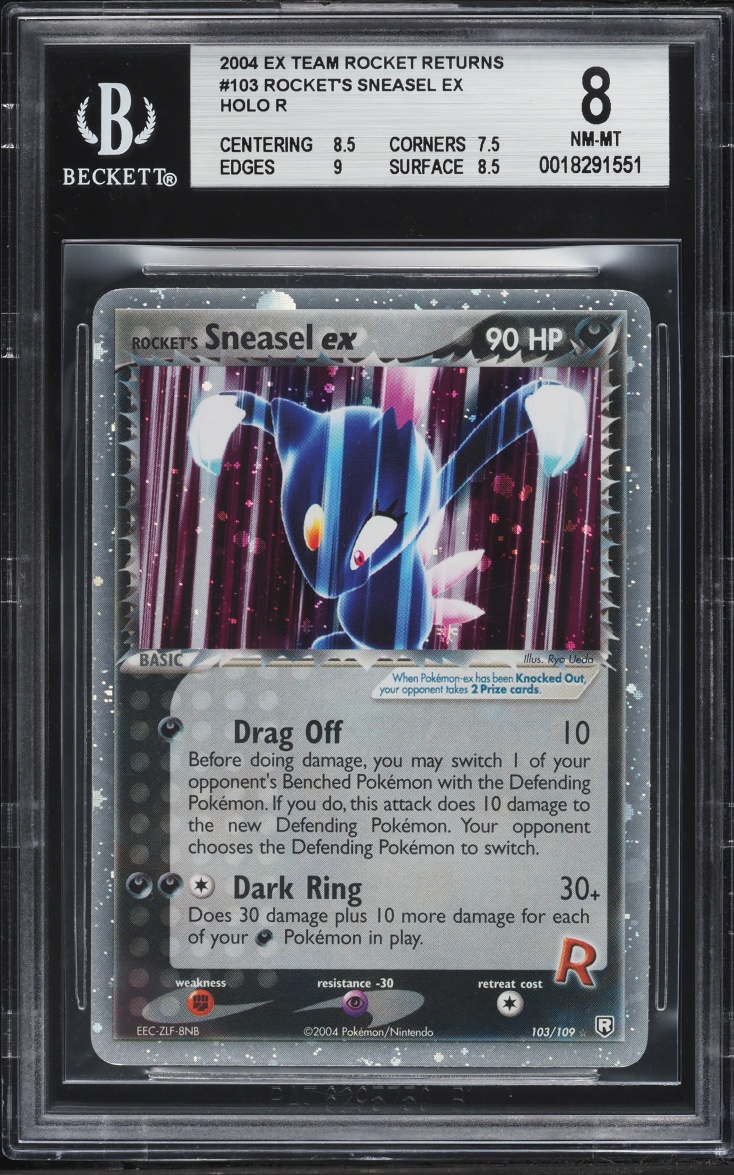 2004 Pokemon EX Team Rocket Returns Holo Rocket's Sneasel EX #103 BGS 8 NM-MT