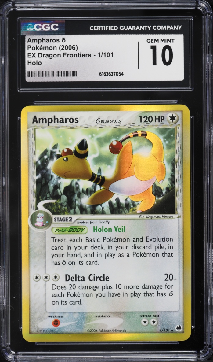 2006 Pokemon EX Dragon Frontiers Holo Ampharos #1 CGC 10 GEM MINT