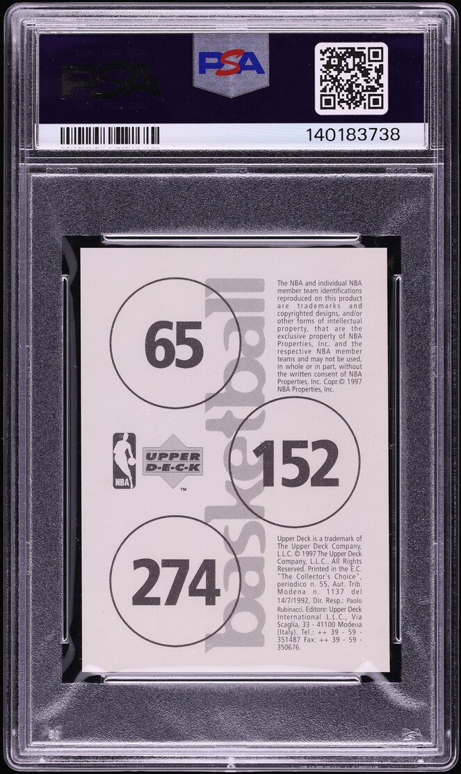 1997 Upper Deck International Stickers Kobe Bryant PSA 10 GEM MINT