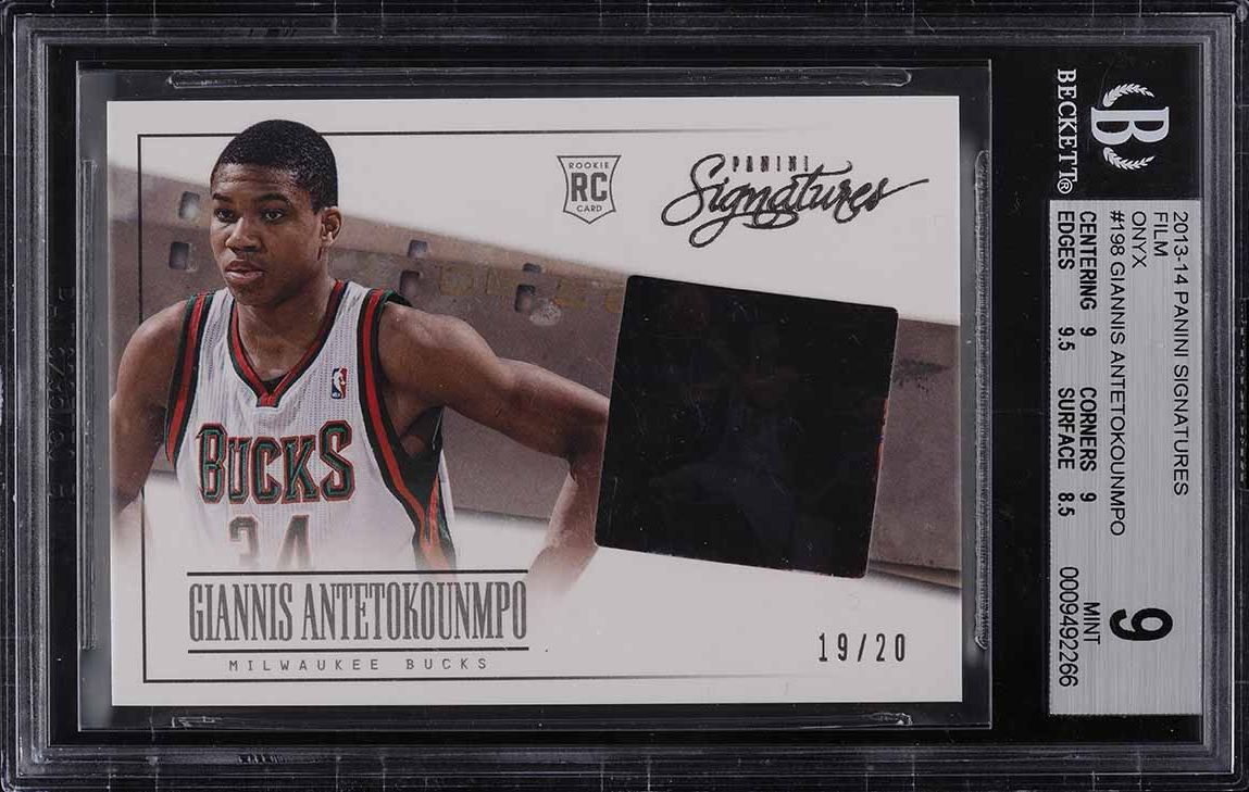 2013 Panini Signatures Film Onyx Giannis Antetokounmpo ROOKIE RC /20 #198 BGS 9 - Main Image