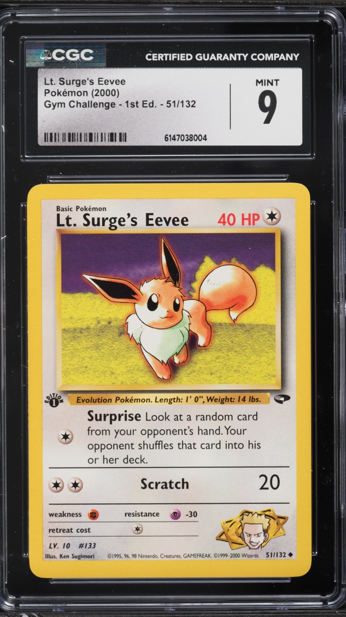 2000 Pokemon Gym Challenge 1st Edition Lt. Surge's Eevee #51 CGC 9 MINT