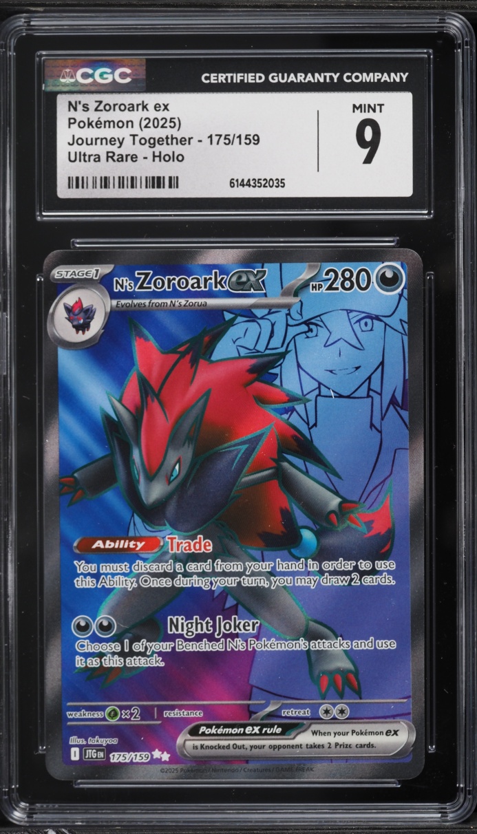 2025 Pokemon Scarlet & Violet Journey Together Full Art N's Zoroark Ex #175 CGC 9 MINT