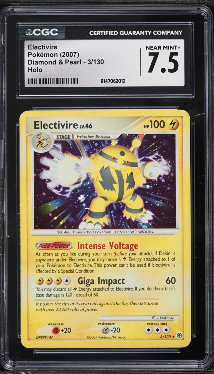 2007 Pokemon Diamond & Pearl Holo Electivire #3 CGC 7.5 NRMT+
