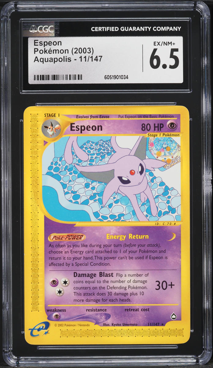 2003 Pokemon Aquapolis Espeon #11 CGC 6.5 EXMT+