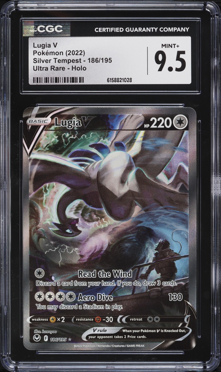 2022 Pokemon Sword & Shield Silver Tempest Alt Art Lugia V #186 CGC 9.5 MINT+