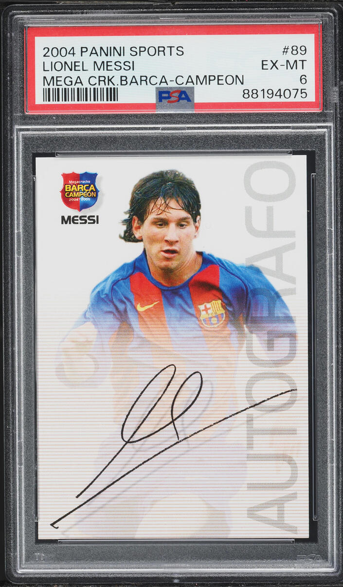 2004 Panini Sports Mega Cracks Barca Campeon Lionel Messi ROOKIE #89 PSA 6 EXMT