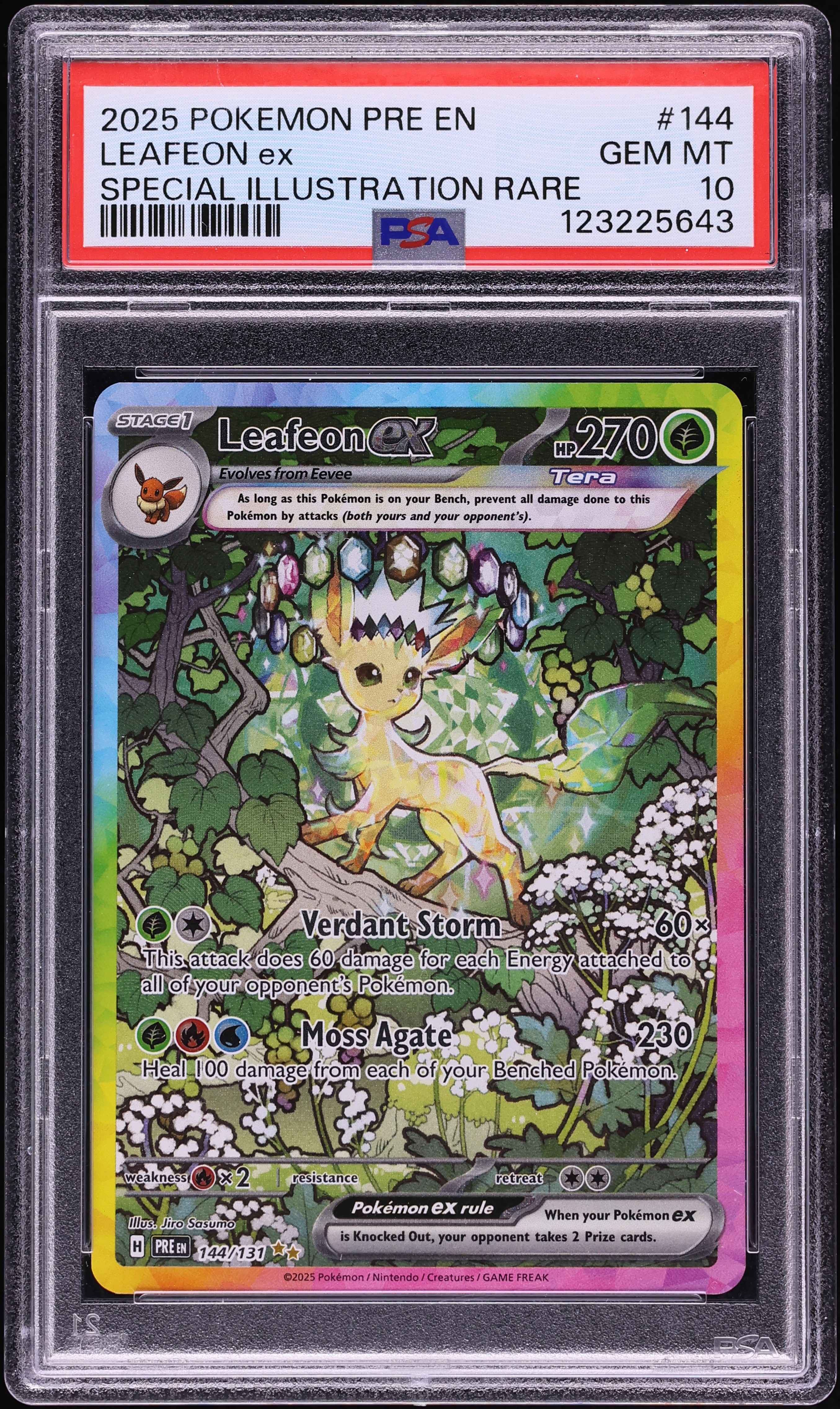 2025 Pokemon Scarlet & Violet Prismatic Evolutions SIR Leafeon ex #144 PSA 10 GEM MINT