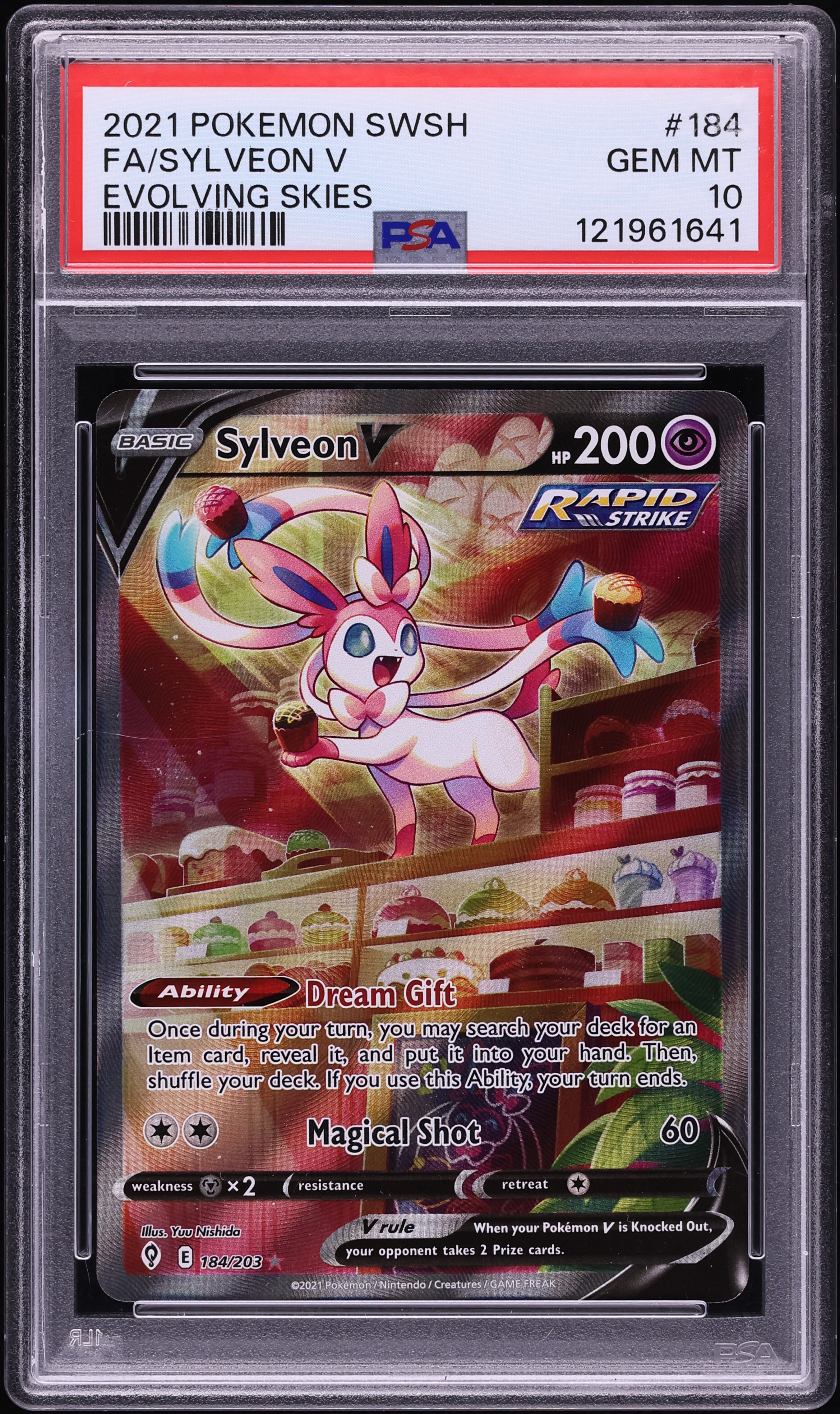 2021 Pokemon Sword & Shield Evolving Skies Full Art Sylveon V #184 PSA 10 GEM MINT