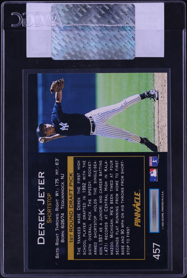 1993 Pinnacle Derek Jeter ROOKIE #457 CGC AUTH
