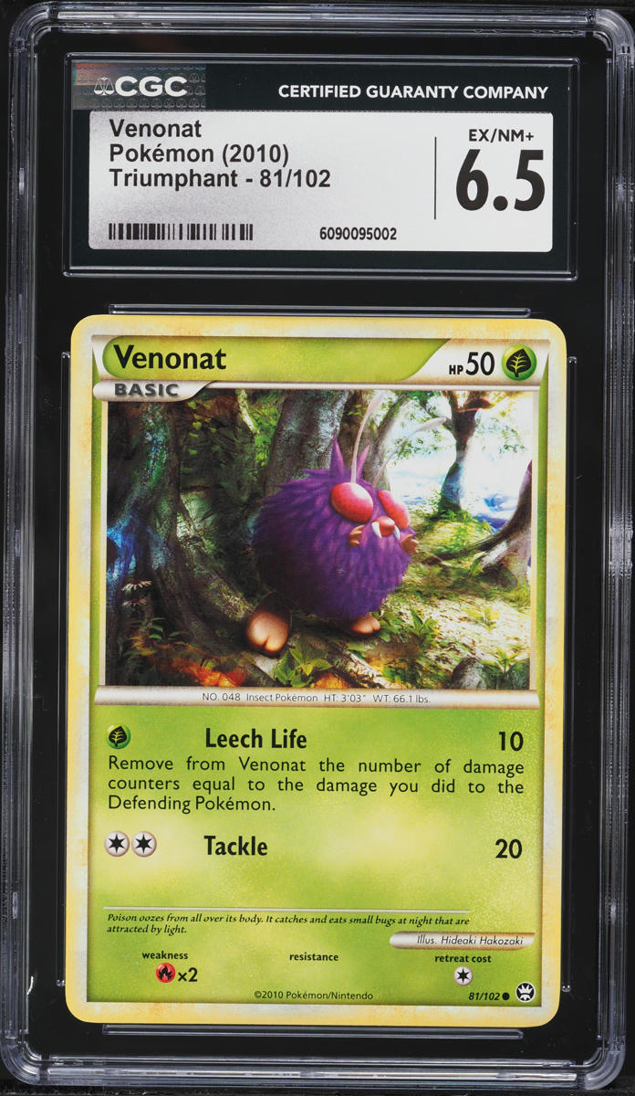 2010 Pokemon HeartGold & SoulSilver Triumphant Venonat #81 CGC 6.5 EXMT+