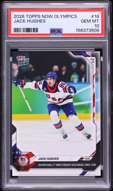 2026 Topps Now Olympics Jack Hughes #18 PSA 10 GEM MINT