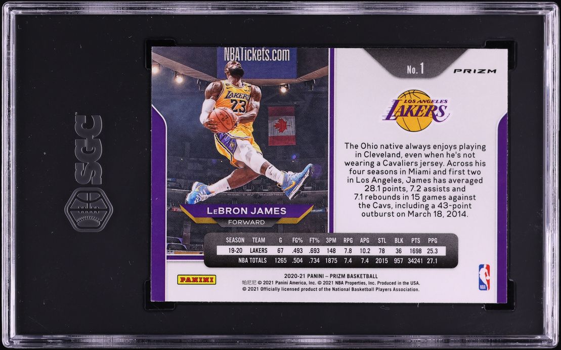 2020 Panini Prizm Pink Ice LeBron James #1 SGC 9 MINT