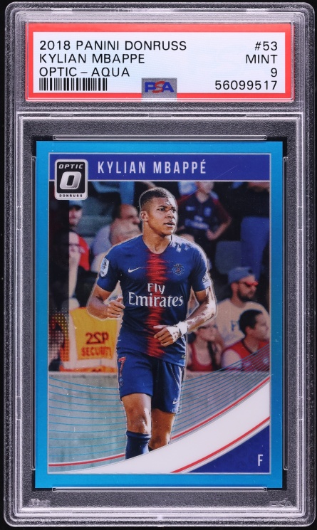 2018 Donruss Optic Aqua Kylian Mbappe ROOKIE /149 #53 PSA 9 MINT - Photo 1