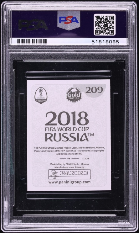2018 Panini World Cup Stickers Gold Kylian Mbappe ROOKIE #209 PSA 9 MINT - Photo 2