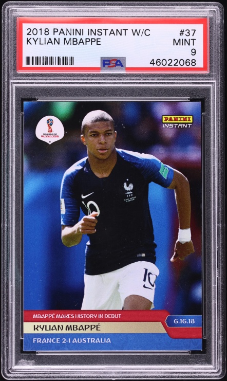 2018 Panini Instant World Cup Kylian Mbappe ROOKIE /221 #37 PSA 9 MINT - Photo 1