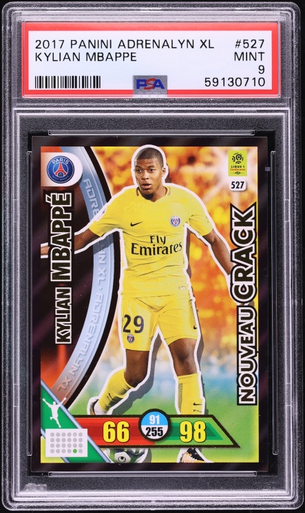 2017 Panini Adrenalyn XL Kylian Mbappe ROOKIE #527 PSA 9 MINT - Photo 1