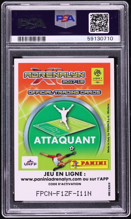 2017 Panini Adrenalyn XL Kylian Mbappe ROOKIE #527 PSA 9 MINT - Photo 2