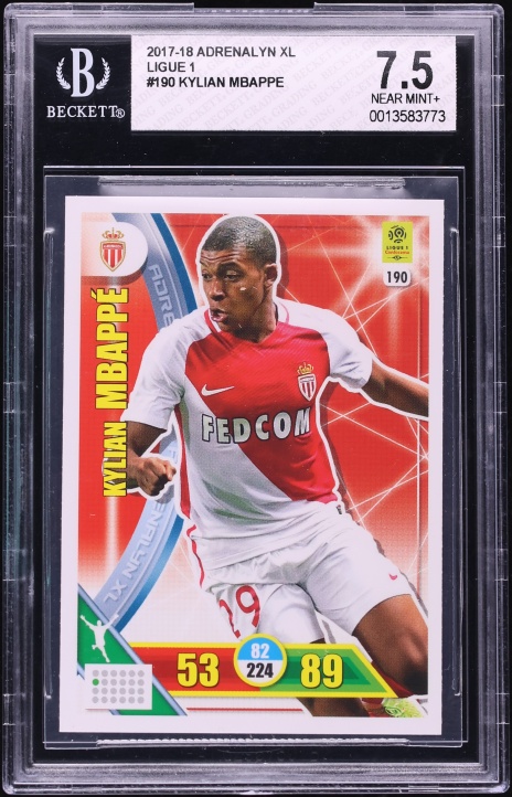 2017 Adrenalyn XL Kylian Mbappe ROOKIE #190 BGS 7.5 NRMT+ - Photo 1