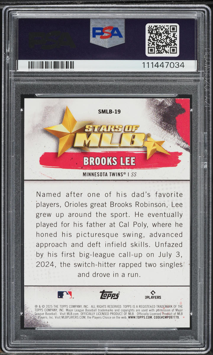 2025 Topps Stars Of MLB Brooks Lee ROOKIE #SMLB19 PSA 9 MINT