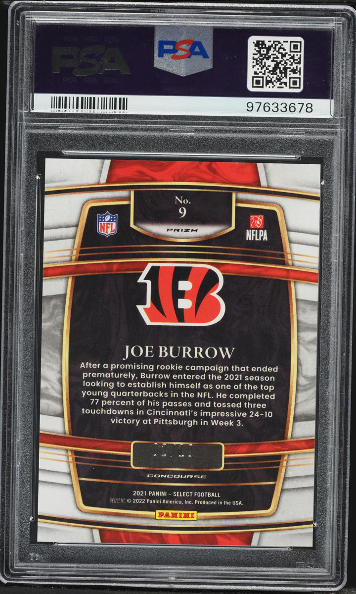 2021 Select Concourse Gold Disco Prizm Joe Burrow /10 #9 PSA 10 GEM MINT