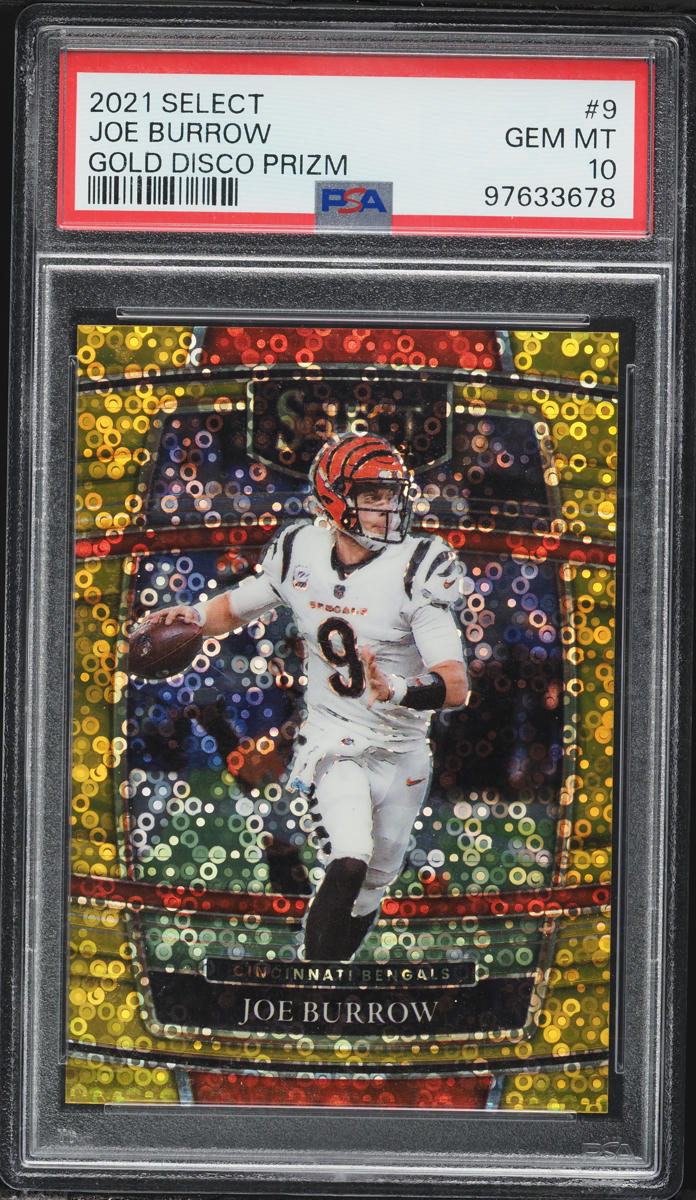 2021 Select Concourse Gold Disco Prizm Joe Burrow /10 #9 PSA 10 GEM MINT