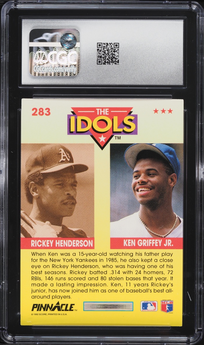 1992 Pinnacle Rickey Henderson Ken Griffey Jr. #283 CGC 9.5 MINT+