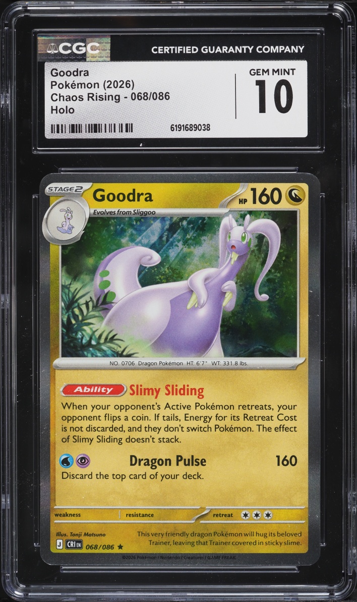 2026 Pokemon Mega Evolution Chaos Rising Holo Goodra #068 CGC 10 GEM MINT