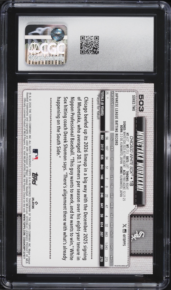 2026 Topps Munetaka Murakami ROOKIE #503 CGC 9.5 MINT+