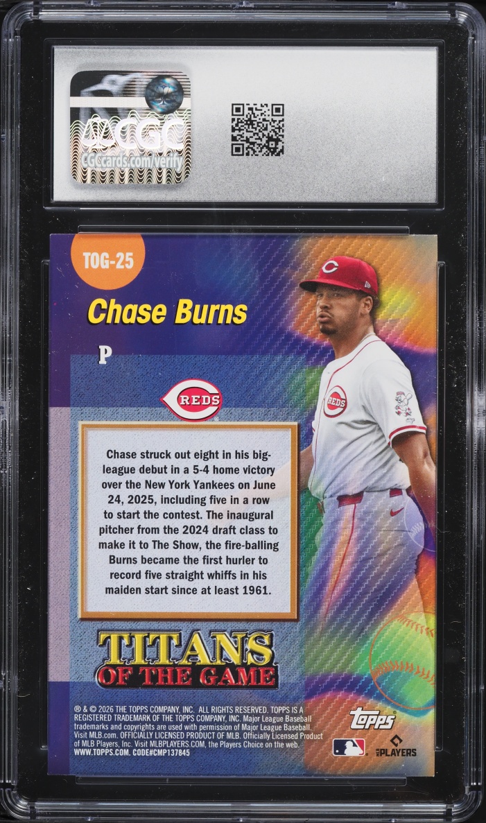 2026 Topps Titans Of The Game Chase Burns ROOKIE #TOG-25 CGC 10 GEM MINT