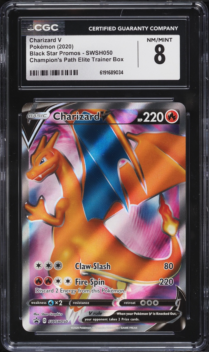 2020 Pokemon Sword & Shield Promo Champion's Path ETB Full Art Charizard V #SWSH050 CGC 8 NM-MT