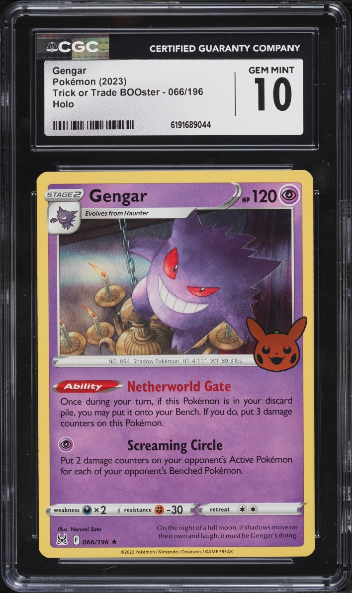 2023 Pokemon Sword & Shield Lost Origin Trick Or Trade Holo Gengar #66 CGC 10 GEM MINT