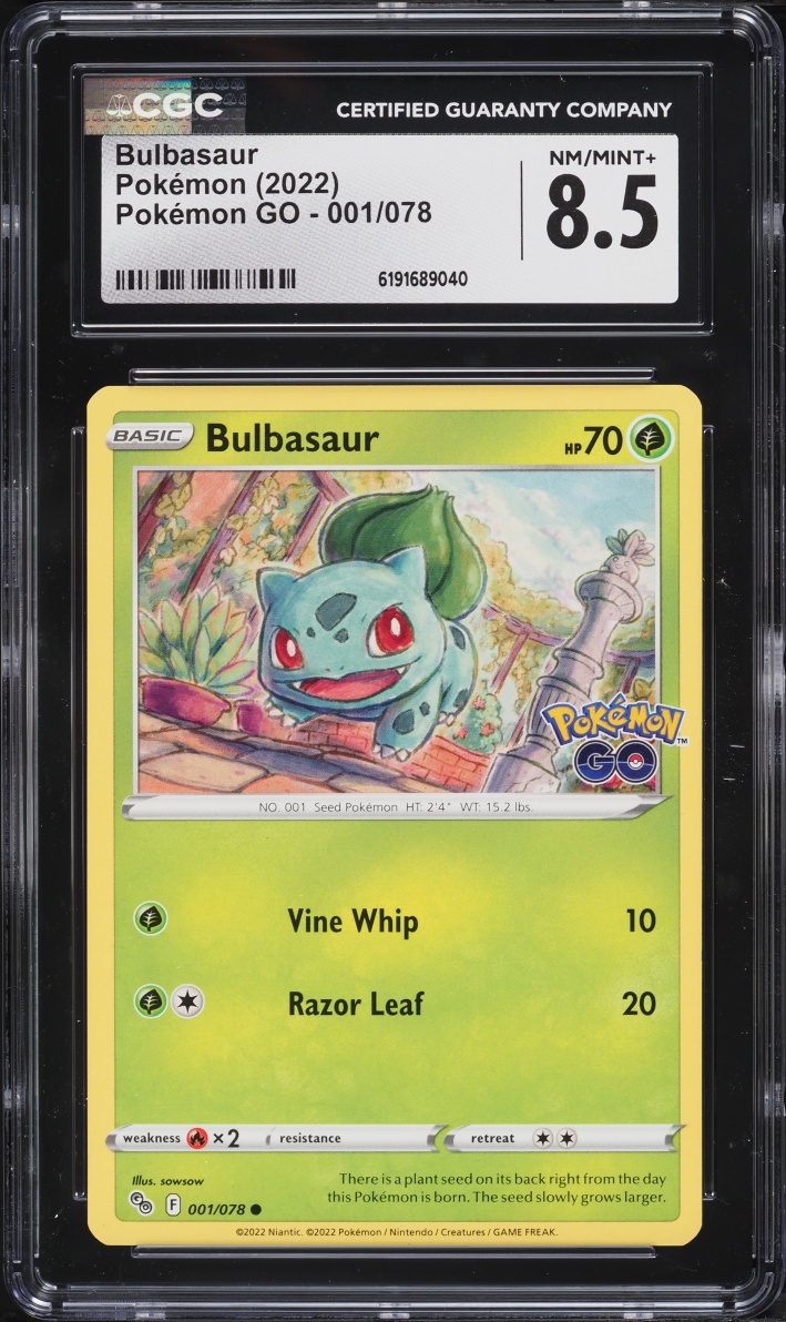 2022 Pokemon Sword & Shield Pokemon GO Bulbasaur #1 CGC 8.5 NM-MT+