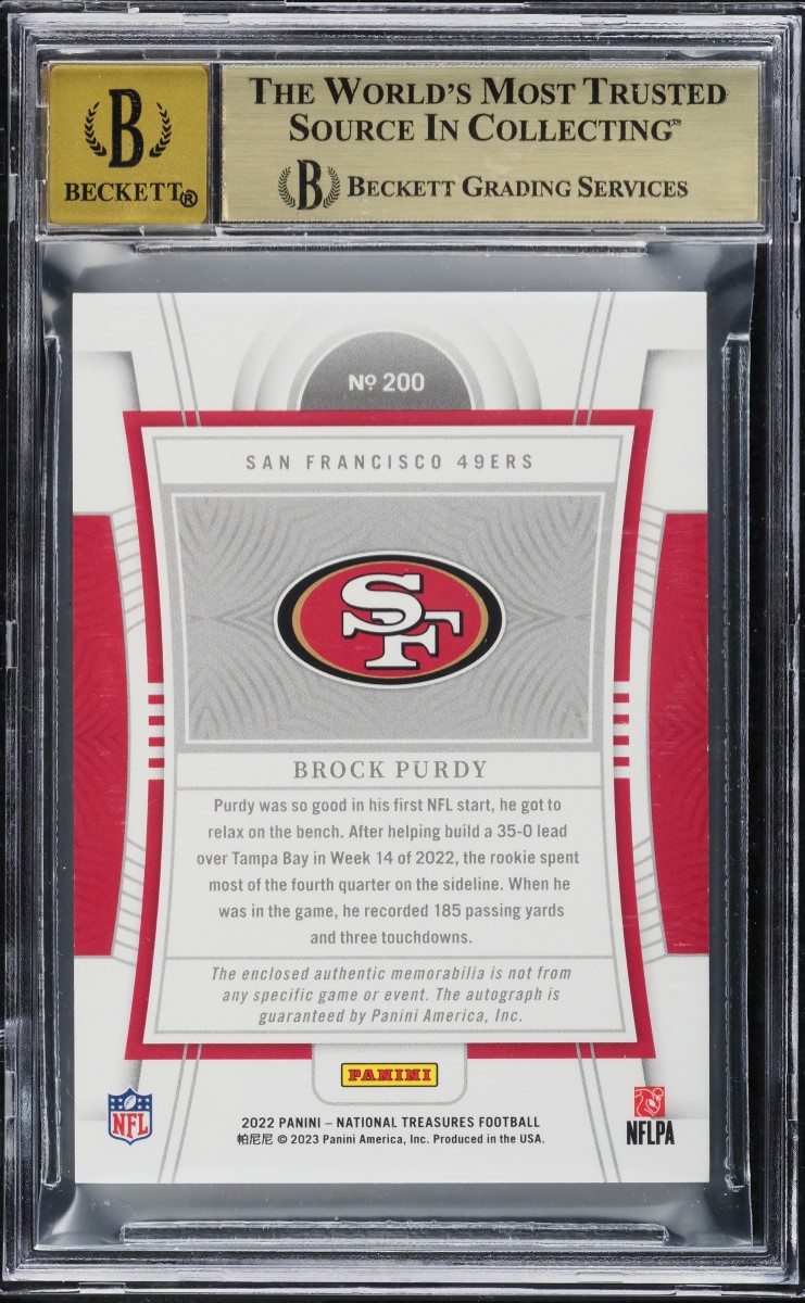 2022 National Treasures Brock Purdy ROOKIE PATCH AUTO /99 #200 BGS 9.5 GEM MINT
