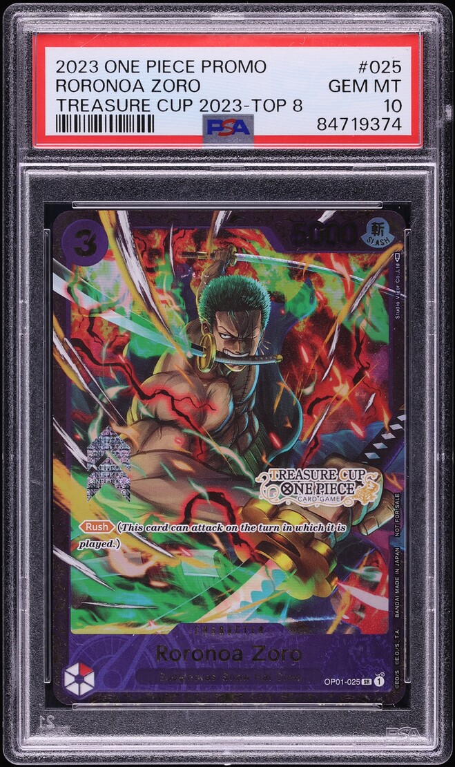 2023 One Piece Promo Treasure Cup Top 8 Roronoa Zoro #OP01-025 PSA 10 GEM MINT
