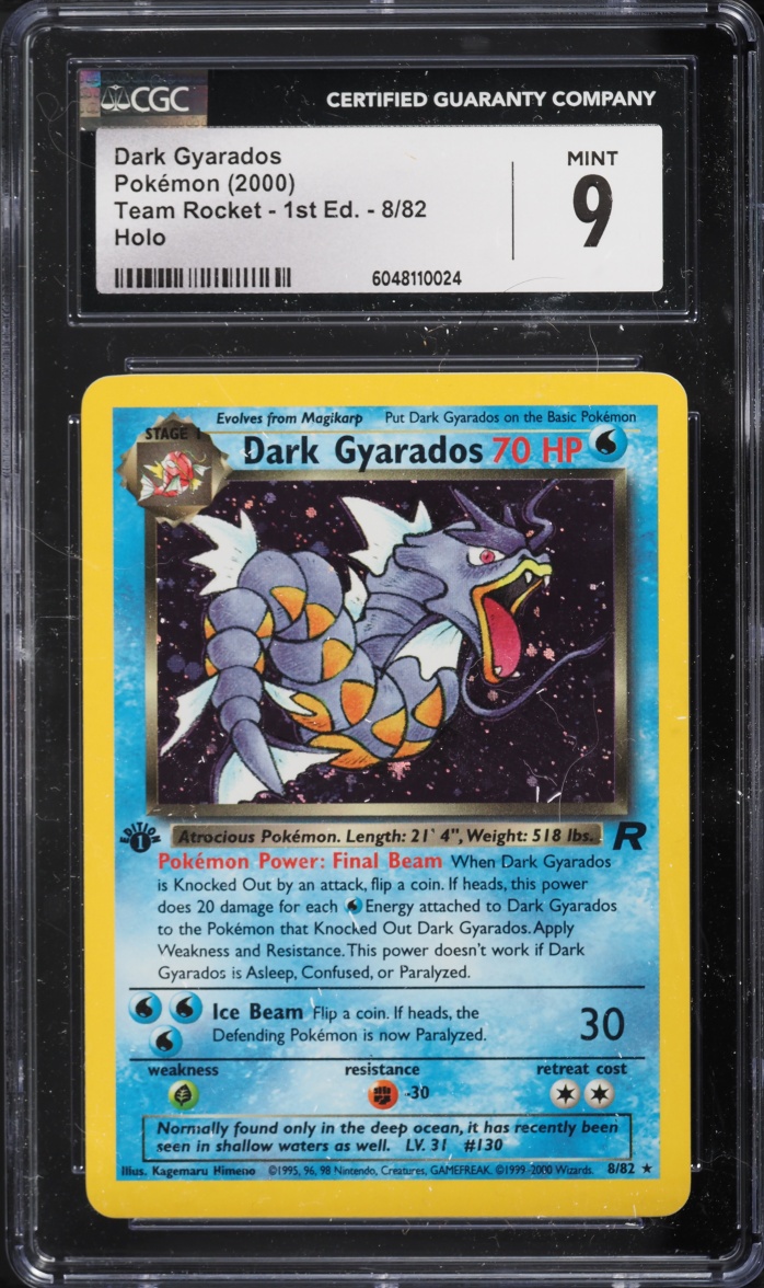 2000 Pokemon Team Rocket 1st Edition Holo Dark Gyarados #8 CGC 9 MINT