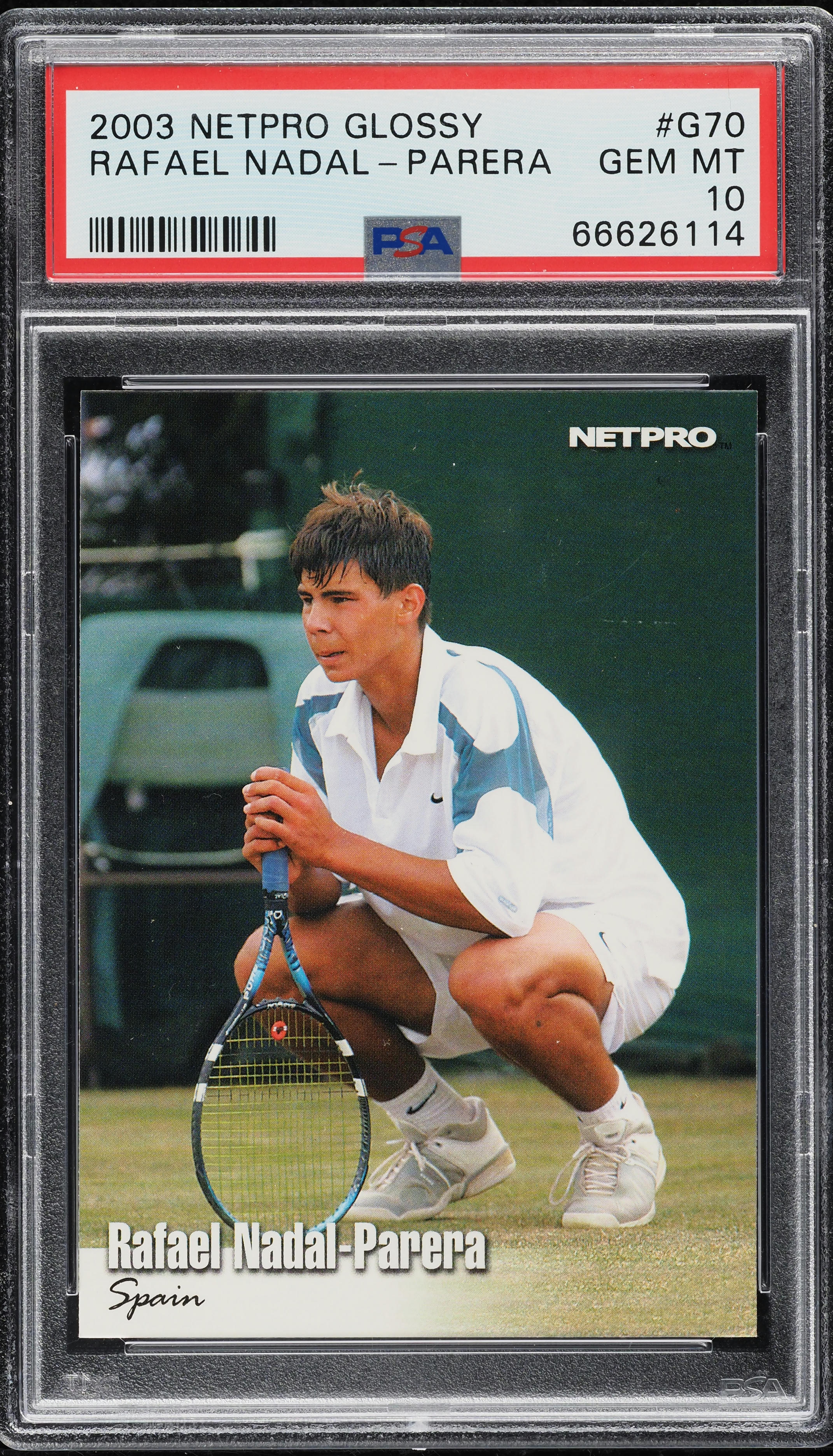 2003 Netpro Glossy Rafael Nadal ROOKIE #G-70 PSA 10 GEM MINT