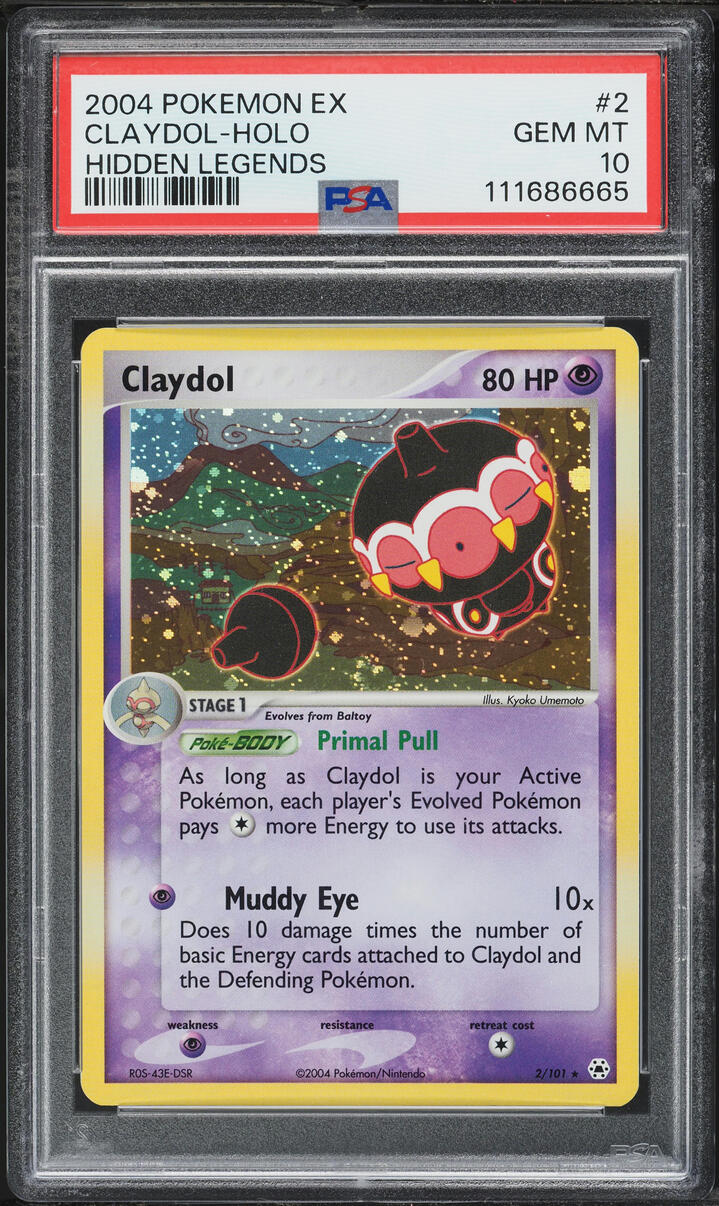 2004 Pokemon EX Hidden Legends Holo Claydol #2 PSA 10 GEM MINT
