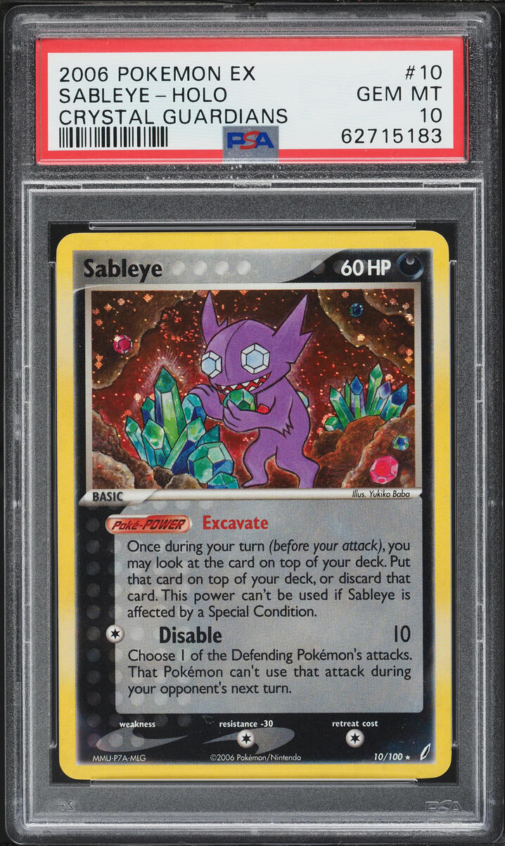 2006 Pokemon EX Crystal Guardians Holo Sableye #10 PSA 10 GEM MINT