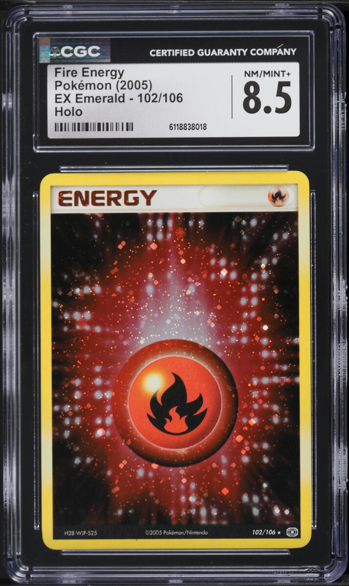 2005 Pokemon EX Emerald Holo Fire Energy #102 CGC 8.5 NM-MT+