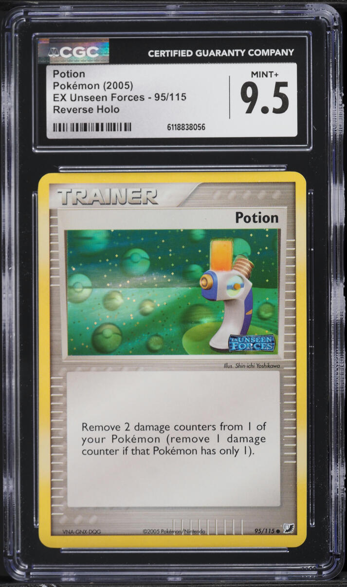 2005 Pokemon EX Unseen Forces Reverse Holo Potion #95 CGC 9.5 MINT+