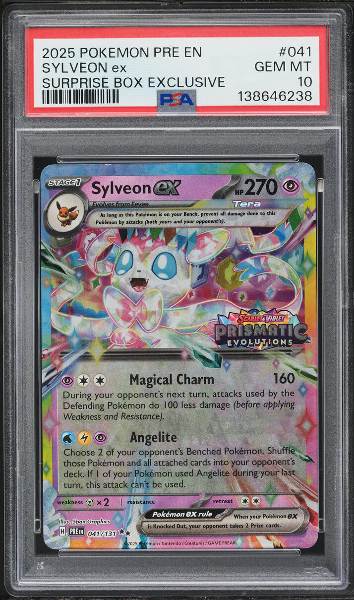 2025 Pokemon SV Prismatic Evolutions Surprise Box Holo Sylveon ex #41 PSA 10 GEM MINT