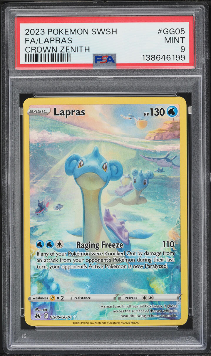 2023 Pokemon Sword & Shield Crown Zenith Alt Art Lapras #GG05 PSA 9 MINT
